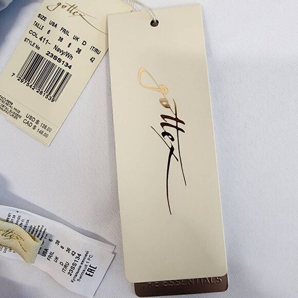 Gottex Size 6 Women's Sail To Sunset Square Neck One Piece Swimsuit Navy - Picture 8 of 9